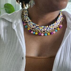 Torsade Braided colorful statement necklace